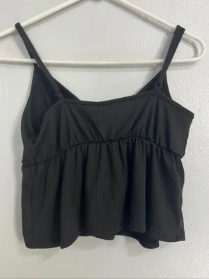 Lulus Babydoll Style Black (Washed black) Crop Top Size M NWT. Women's. thumbnail 5