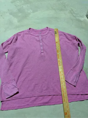 Aerie offline Pink Waffle Henley Long-Sleeve Shirt medium thumbnail 4