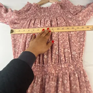 Misa Los Angeles Tiered A Line Mini Dress Womens Small Dusty Rose Floral Smocked thumbnail 12