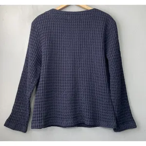 Mod O Doc Jacket Size Large Navy Textured Waffle Lagenlook Boxy Artsy Cotton Top thumbnail 5