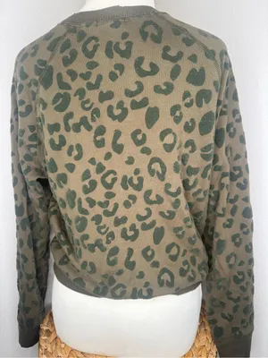 Rails Crewneck sweatshirt cotton olive brown leopard animal print long sleeve thumbnail 4