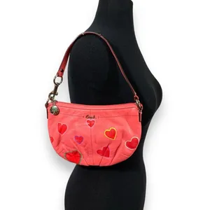 Coach Hand Painted Hearts Pink Shoulder Bag thumbnail 7