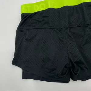 Nike Shorts Running Layers Black Neon Band Women Size‎ Small Fitted Mesh Stretch thumbnail 7
