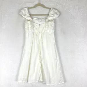 Abercrombie Fitch Emerson Cap Sleeve Mini Dress Size Medium White Linen Cotton thumbnail 5