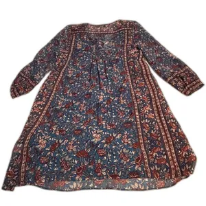 Joie 100% Silk Floral Boho Dress S Blue Burgundy Paisley Print thumbnail 6