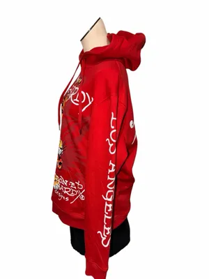 NWT Ed Hardy Red Tiger Hoodie M - Iconic Y2K Graphic LOS ANGELES Unisex thumbnail 3