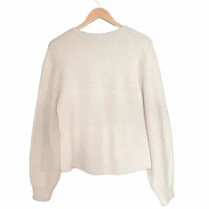 Joie Stavan Sweater Large Snow Ivory Metallic Wool Alpaca Twist Front Pullover thumbnail 3