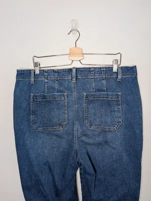 Talbots Womens Wide Leg Blue Denim Jeans 18W Side Button Detail thumbnail 3