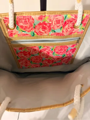 Floral Rose Rope-Handle Tote Bag - Pink thumbnail 3