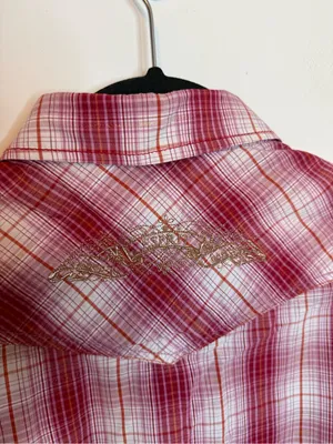 Esprit Vintage Western Plaid Embroidered Pearl Snap Shirt thumbnail 4
