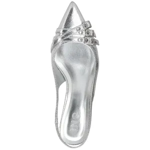 NEW INC International Concepts Pumps Kitten Heel Silver Crinkle Gray 7.5M thumbnail 3