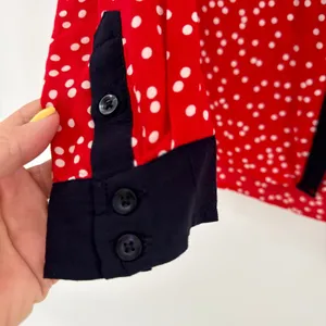 Maeve Anthropologie Bagatelle‎ Red Polka Dot Long Sleeve Button Down Blouse 10 thumbnail 5