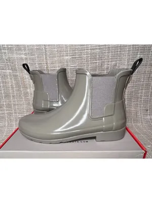 Hunter Original Refined Chelsea Gray Glossy Pull On Rain Boots Women’s US 8 thumbnail 6