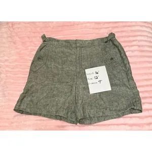 Athleta Voyager 100% Linen Shorts Womens 12 Aspen Olive Adjustable Waist thumbnail 6