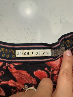 Alice + Olivia Sedona Floral Silk Blend Boho Mini Dress Tassel Tie Size 2 thumbnail 3