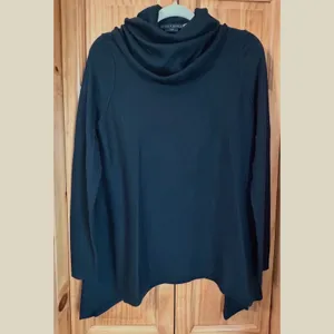 Alice + Olivia Base‎ Black Wool Cashmere Cowl Neck Draped Sweater Tunic Large L thumbnail 3