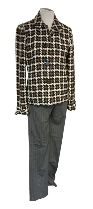 Liz Claiborne Vintage Houndstooth Blazer Jacket Brown White Black Plaid Size Medium thumbnail 1