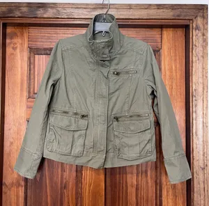 GAP Olive Utility Jacket with Zip Pockets - Women Small thumbnail 1