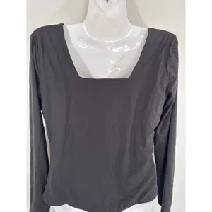 Quince Black Square Neck Bodysuit Women XL‎ Minimalist Stretch Essential thumbnail 7