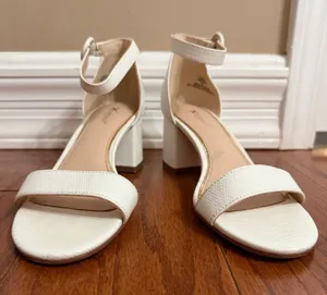 X/Appeal White pattern open toe 2 1/2” heels - Size 7.5 thumbnail 1