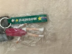 Rainbow Sandals Green Strap Keychain with Pink-Haired Figurine thumbnail 2