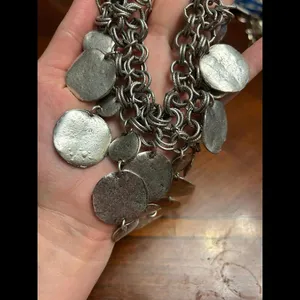 Very large chunky jewelry silver tone chickos fashion jewlery necklace thumbnail 4