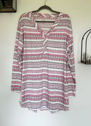 NWT‎ Roudelain Fair Isle Print Long Sleeve Pajama Top Size XXL thumbnail 1