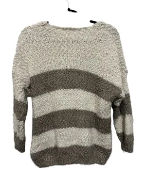 Altar'd State Cream & Taupe Striped V-Neck Sweater thumbnail 4