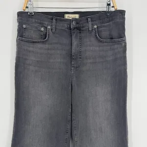 Madewell Flared Wide-Leg Jeans Size 31P‎ Gray Raw Hem High Rise Stretch Denim thumbnail 3
