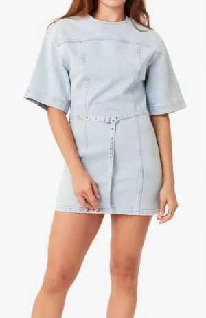 Habitual Light Blue Denim Mini Skirt with Slim Belt thumbnail 1