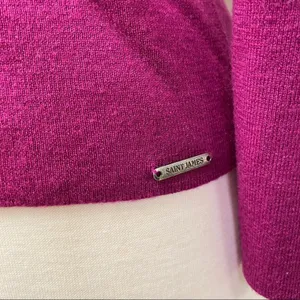 Saint James Raspberry Pink 100% Wool V Neck Sweater Size 6 thumbnail 3