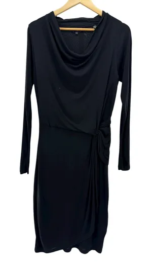 TED BAKER Black Neyda‎ Long Sleeve Cowl Neck Faux Wrap Lyocell Dress 2 TB = 6 US thumbnail 1