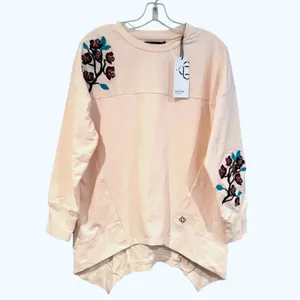 Satva Movement Sarana Embroidered‎ Blossom Sweatshirt Women's Medium Blush Yoga thumbnail 6