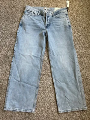 NWT Banana Republic Light Blue Mid Rise 90s Relaxed Straight Jeans Denim Casual thumbnail 1