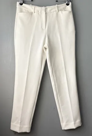 Worthington Dress Pants Size 6 Slim Fit White Ankle Ponte Trousers Office Career thumbnail 1
