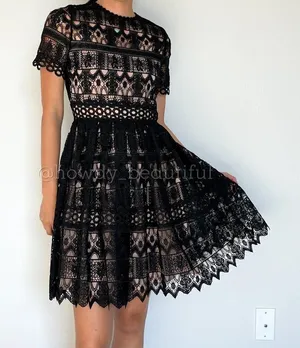 Alexis Black Crochet Guipure Lula Dress Size XS thumbnail 1