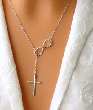Women Fashion Silver Infinity Cross Pendant Chunky Choker Necklace ( 5/20$ ) thumbnail 1