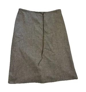 Banana Republic Drawstring Wool‎ Blend Skirt 12 Brown Herringbone Midi Pencil thumbnail 1