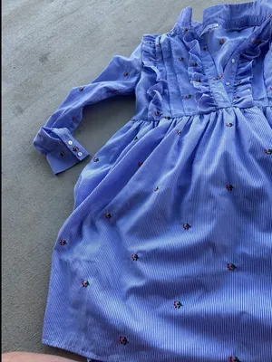 English Factory Striped Floral Ruffle Mini Dress Size M thumbnail 4