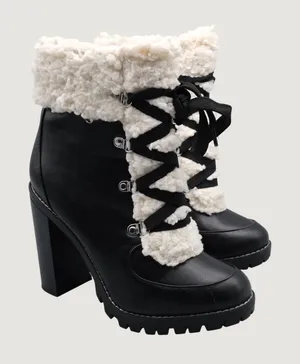BCBGeneration Paloma Boots Womens Black Faux Fur Lace Up 8.5M|39 thumbnail 1