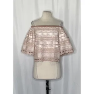 Revolve‎ ALEXIS Finn Lace Off Shoulder Top Blouse Blush Pink Silk Lacey X-Small thumbnail 2