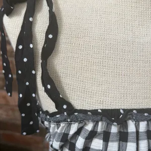 The Impeccable Pig Black White Gingham Check Mini Dress Polka Dot Size Small thumbnail 2