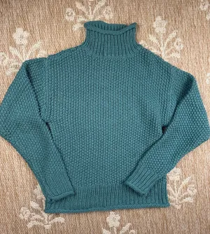 a.n.a. Teal Turtleneck Chunky Knit Sweater - Women thumbnail 1