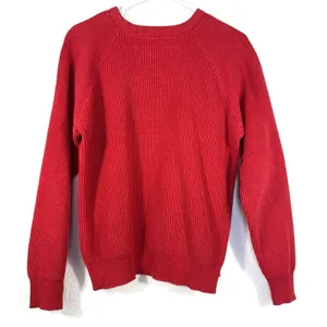 LL Bean Sweater Women’s L Red Cotton Ribbed Knit Pullover Made USA Vintage thumbnail 4