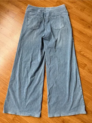 Halara Flex High Waisted Pockets Baggy Wide Leg Washed Casual Jeans Size Large thumbnail 6