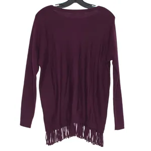 Lilly Pulitzer Sweater Glenda Coolmax Boho Fringe Western Cabernet Berry Small thumbnail 2