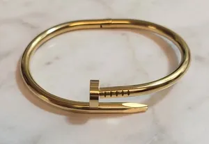18K Gold Plated Elegant Gold Bangle Bracelet Diamond Nail thumbnail 1