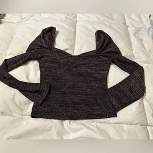 MINKPINK Imane Ruched Top - NWT - Size S Puff Sleeve Metallic Cropped Blouse thumbnail 6