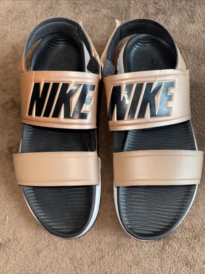 Nike Metallic Tan and Black Double-Strap Slide Sandals thumbnail 1