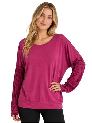 Victoria's secret PINK magenta tribal print long sleeve top tee shirt size large thumbnail 1